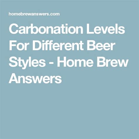 Carbonation Chart For Beer Styles