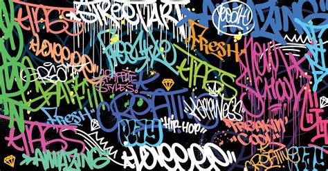 Graffiti art background with scribble throw-up and tagging hand-drawn ...