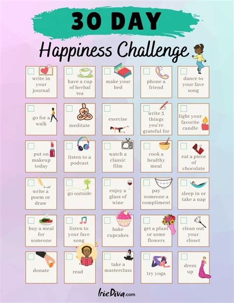 30 Day Happiness Challenge | Happiness challenge, Positivity challenge ...