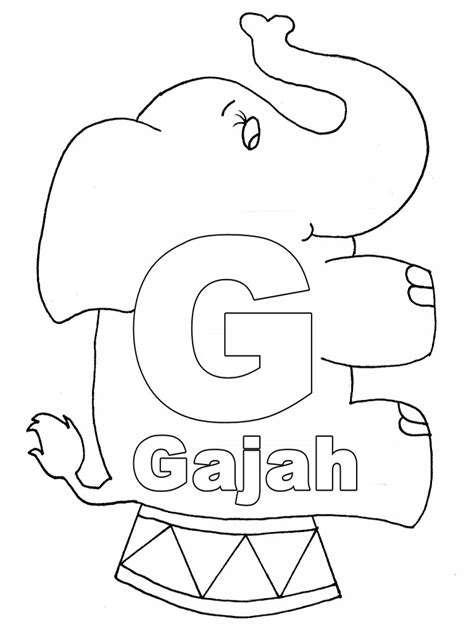 Gambar Mewarnai Huruf Abjad Gambar Belajar Menulis Gajah di Rebanas ...