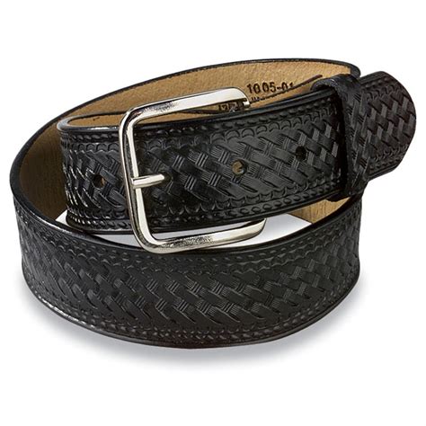 Leather Basketweave Belt, Black - 72329, Belts & Suspenders at ...