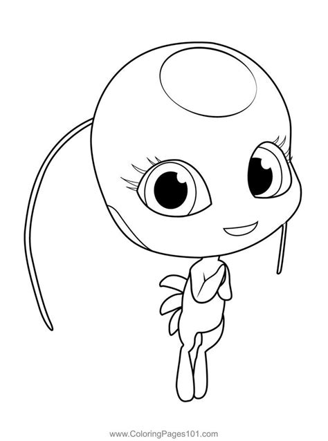 Tikki Kwami Miraculous Ladybug Coloring Page | Ladybug coloring page ...