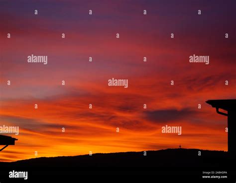 Beautiful sunset silhouette at a river Stock Photo - Alamy