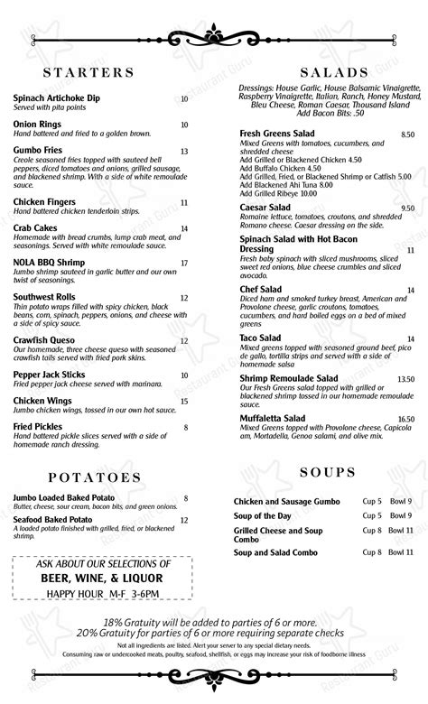 Menu at Court Street Cafe, Port Allen