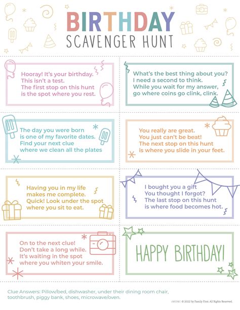 Party Supplies Outdoor Birthday Treasure Hunt Clues Indoor Scavenger ...