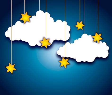 Premium Vector | Cute clouds and stars over night background