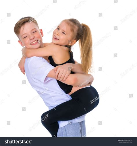 Charming Little Girl Hugging Tall Boy Stock Photo 1090598735 | Shutterstock