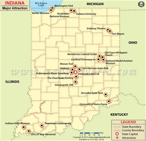 Indiana Attractions Map