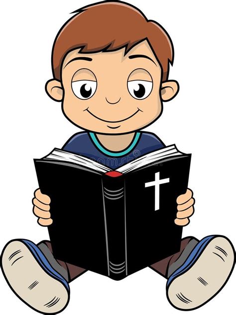 Boy reading Bible stock vector. Illustration of children - 56116317