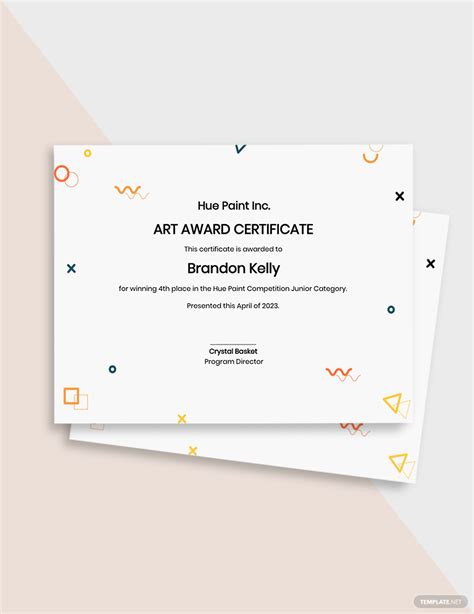 Art Certificate Template Free