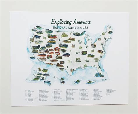 National Parks Map with Checklist with updated 63 PARKS - Etsy Nederland