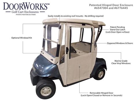 DoorWorks Hinged Hard Door Golf Cart Cover Enclosures - Sunbrella ...