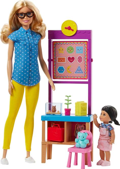 Barbie Teacher Dolls & Playset with Fashion Doll, Small Doll, Furniture ...