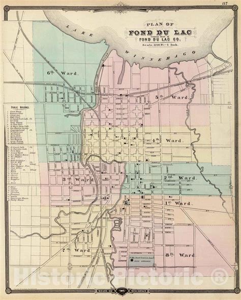 Historic Map : Fond du Lac (Wis.), Wisconsin, 1878 Plan of Fond du Lac ...