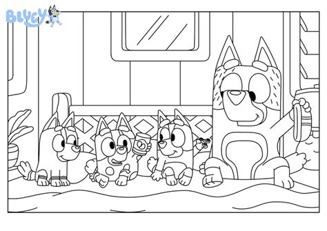 Verandah Santa colouring sheets - Bluey Official Website