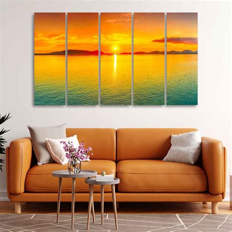 Beautiful Sunset Horizon Five Pieces Canvas wall Painting – Vibecrafts