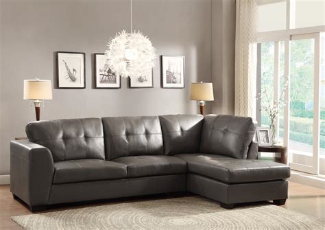 Homelegance Springer Sectional Sofa - Grey - Bonded Leather Match ...