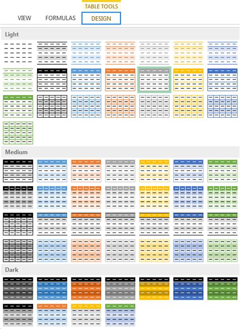 How to change Excel table styles and remove table formatting