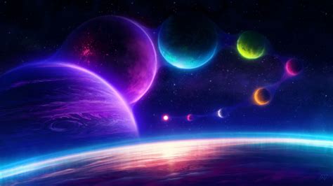 Planets Wallpaper 4K, Colorful Sky, Surreal, Stars