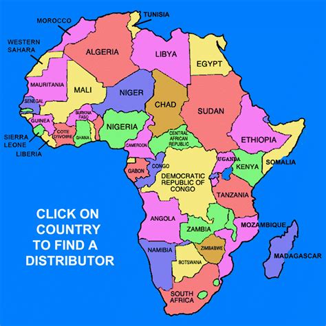 African Continent Map With Countries - Island Maps