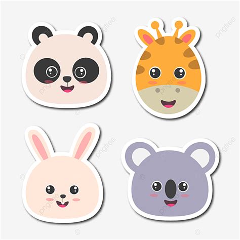 Cute Sticker Set Vector PNG Images, Kawaii Sticker Set Of Cute Animal ...