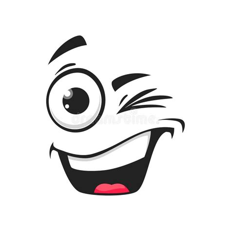 Cartoon Smiling Face with Wink Eye, Blink Emoji Stock Vector ...