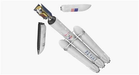 SpaceX Falcon Heavy Rocket Payload with Satellite Rigged 3D model ...