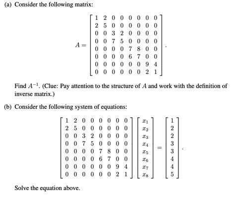 Solved (a) Consider the following matrix: 1 2 0 0 0 0 0 0 0 | Chegg.com