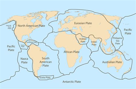 World Map With Tectonic Plate Boundaries - United States Map