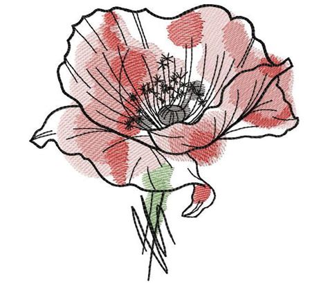 Poppy machine embroidery designs Poppy embroidery flowers | Etsy ...