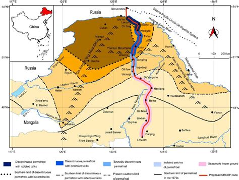 Map of the chosen China – Russia crude oil pipeline route. | Download ...