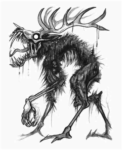 A fantastic creature | Scary drawings, Scary art, Creepy drawings