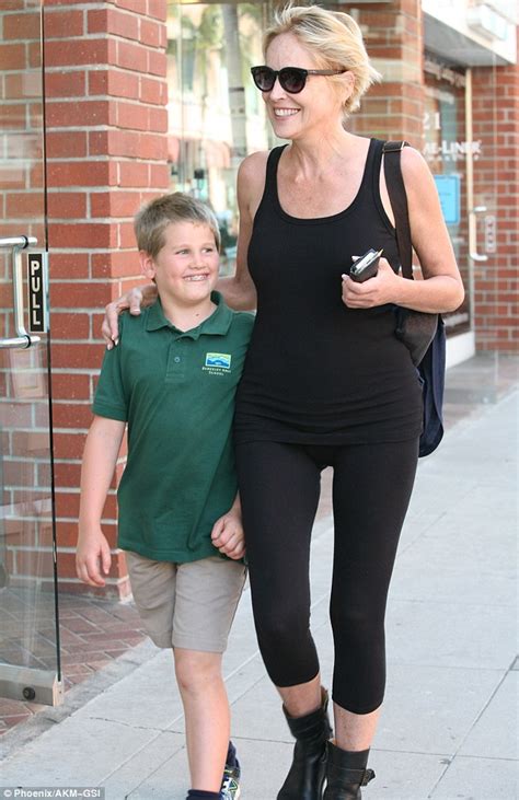 Sharon Stone looks happy and healthy with son Quinn as she's pictured ...