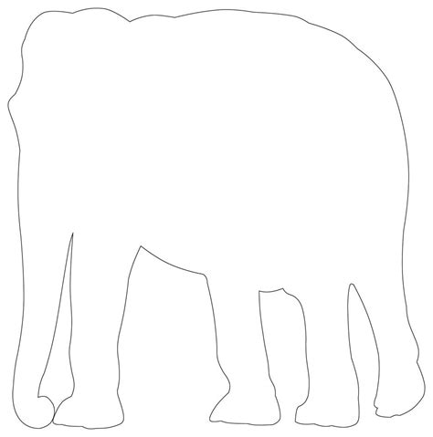 African Elephant Outline - Printable Template