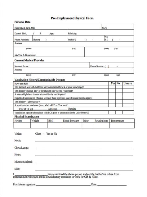 Free Printable Physical Exam Forms - Printable Form, Templates and Letter