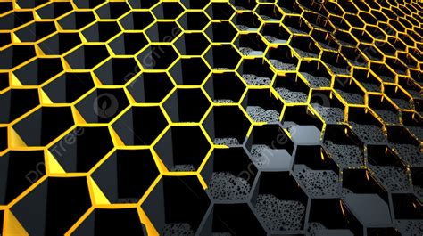 Black And Yellow Pattern Of Hexagons Background, 3d Honeycomb Pattern ...