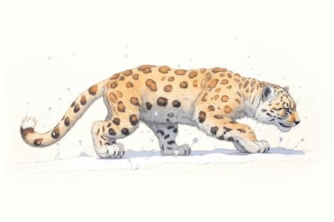 Premium Photo | Profile view of snow leopard sprinting across snow