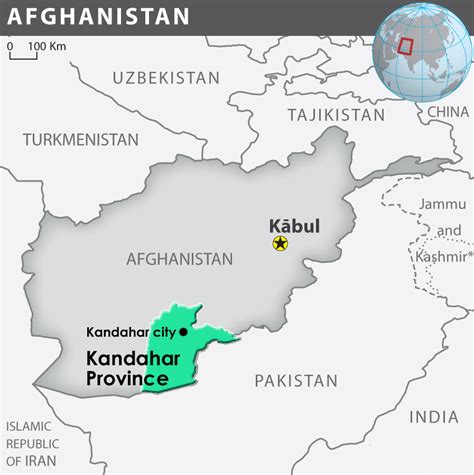 A map of Afghanistan highlighting Kandahar city in Kandahar Province ...