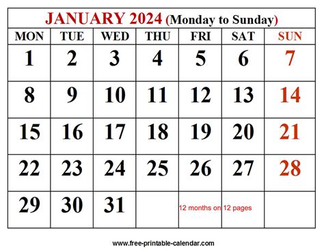 2024 Calendar Template - Free-printable-calendar.com