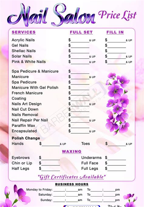 Nail Salon Price List Poster By Barberwall Nail Salon Decor Nail Salon ...