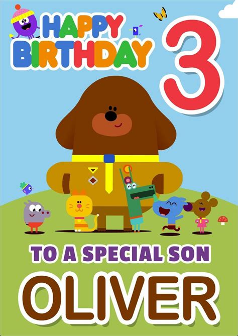 Hey Duggee PERSONALISED Birthday Card any NAME AGE RELATION Son ...