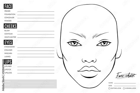 Face chart Blank. Makeup Artist Vector template. Stock Vector | Adobe Stock