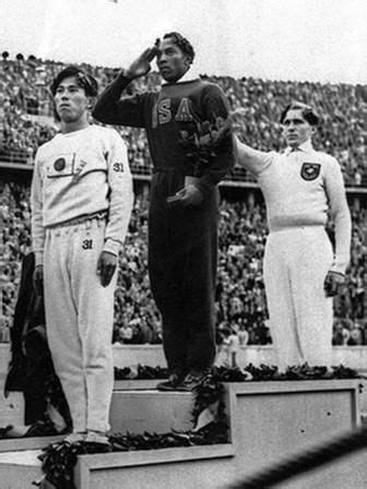 1936 Olympics in Berlin. From left on the podium are bronze medallist ...