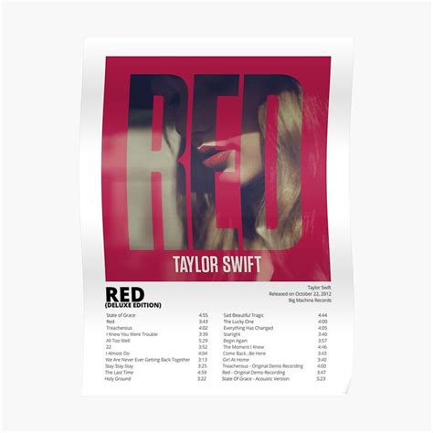 Red Deluxe Taylor Swift Album Poster | Etsy