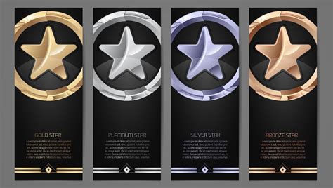 Set of black banners, Gold, platinum,silver and bronze star 674198 ...