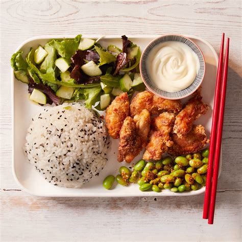 Fried Chicken Karaage Bento With Spiced Edamame Recipe | Gousto