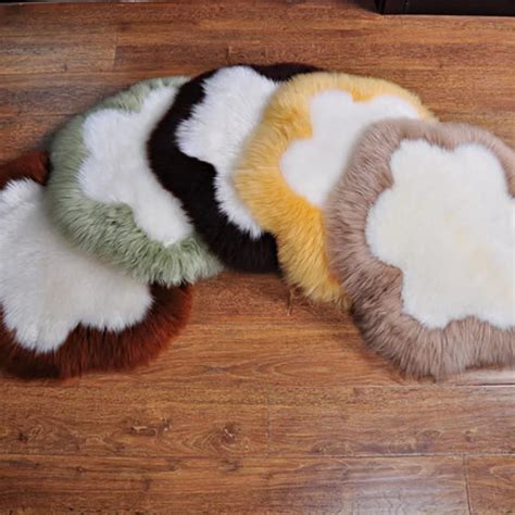 5 Colors Round Sheepskin Chair Cover Sheepskin Sofa Cover Real ...