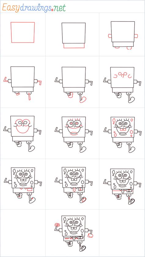 How To Draw Spongebob Squarepants Step by Step - [13 Easy Phase]