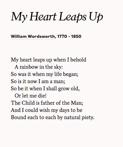 My Heart Leaps Up - A Poem by William Wordsworth