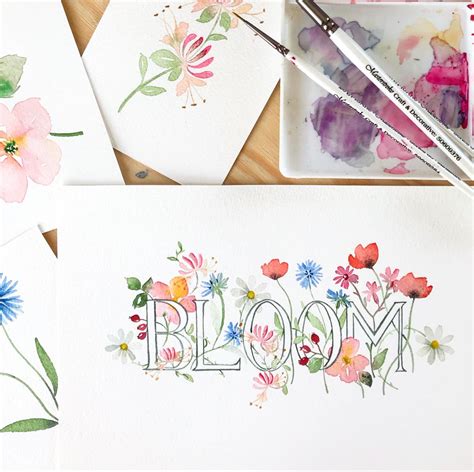 Floral Word Art | Floral words, Watercolor text, Flower drawing